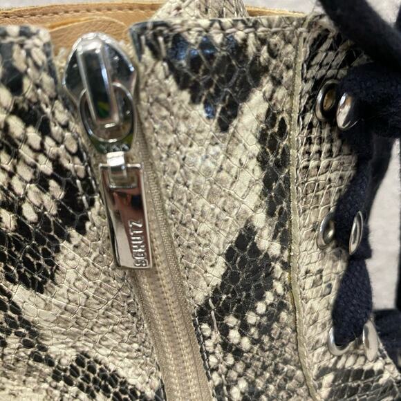 SCHUTZ Andrea Snakeskin Studded Combat Lace Up and Zip Boot Size 9.5 - Picture 3 of 16